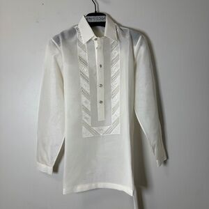 Barong Tagalog Kultura Kids White Button Down Shirt Pilipino size 18